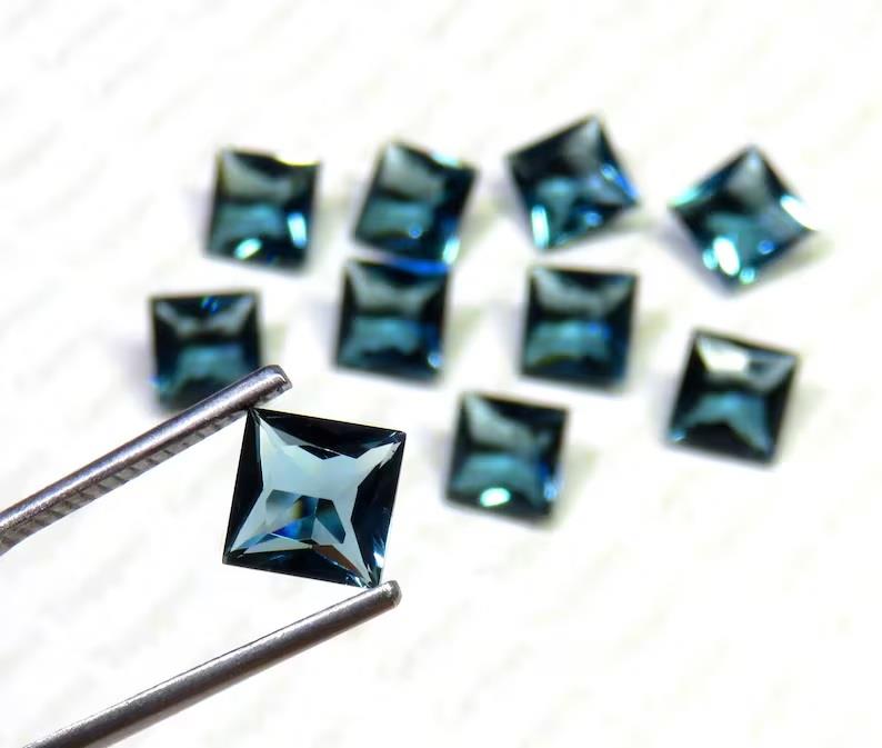 London Blue Topaz 10x10 mm Square Princess Cut